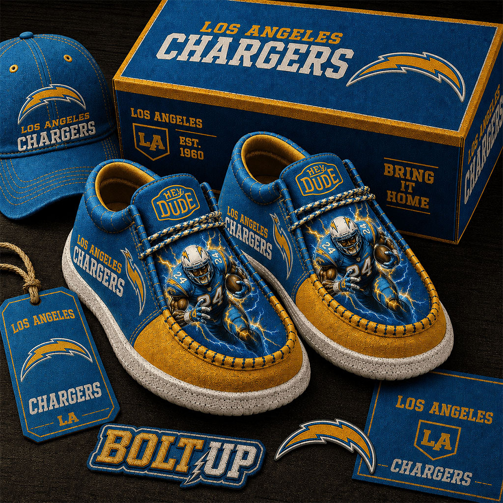 Los Angeles Chargers Shoes Bolt Up Loafers LA Chargers Merch Cool Football Gift Ideas
