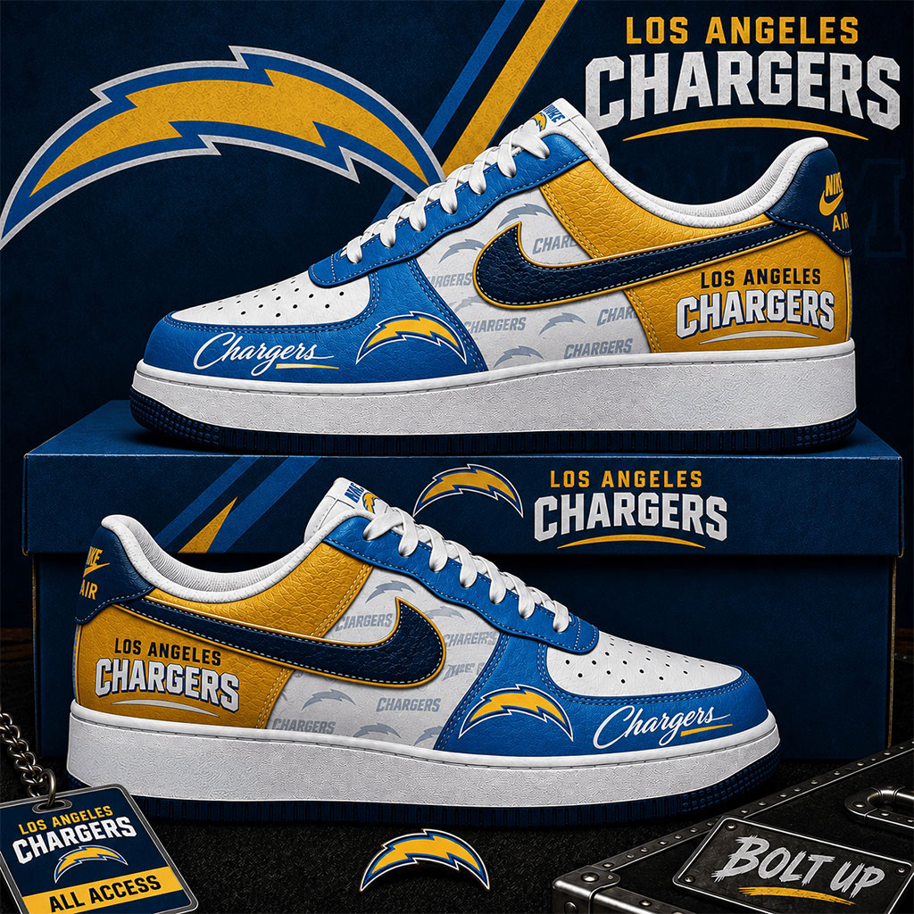 Los Angeles Chargers Sneakers Bolt Up Shoes LA Chargers Merch American Football Gift Ideas