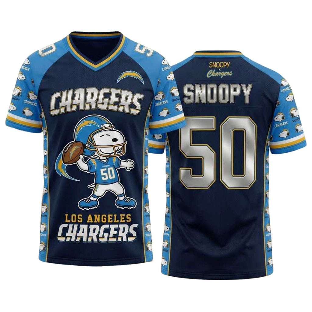 Los Angeles Chargers Snoopy Football Jersey LA Chargers Merch Football Lover Presents