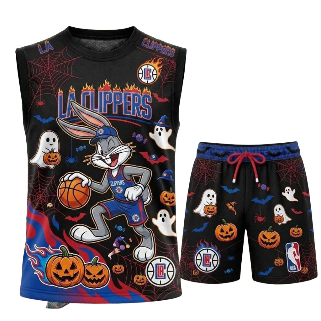 Los Angeles Clippers Bunny Halloween Tank Top And Shorts Set LA Clippers Merch Gift For Fans
