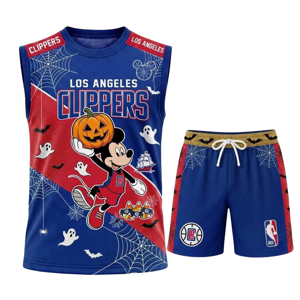 Los Angeles Clippers Mickey Mouse Halloween Basketball Muscle Tank And Shorts Clippers Merch Los Angeles Clippers Mickey Mouse Halloween Basketball Muscle Tank And Shorts Clippers Merch