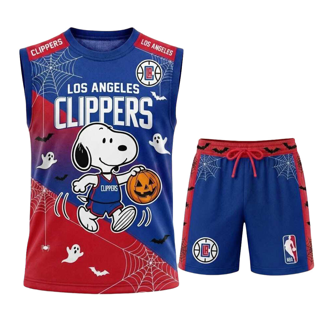 Los Angeles Clippers Snoopy Halloween Basketball Muscle Tank And Shorts LA Clippers Merch