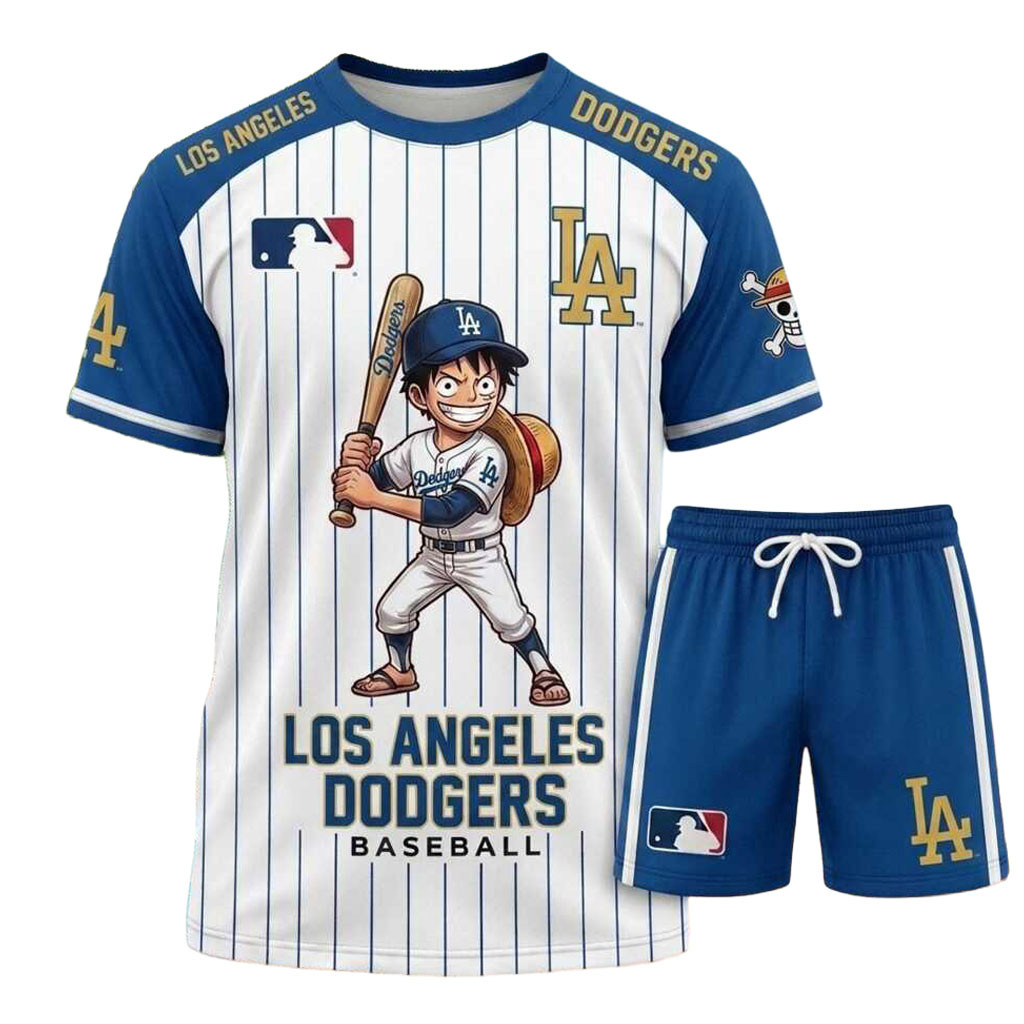 Los Angeles Dodgers Luffy Anime Shirt And Shorts LA Dodgers Merch Gift For Baseball Lovers