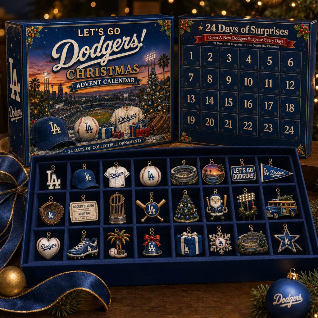Los Angeles Dodgers Merch Let's Go Dodgers 2026 Christmas Advent Calendar Xmas Tree Ornaments