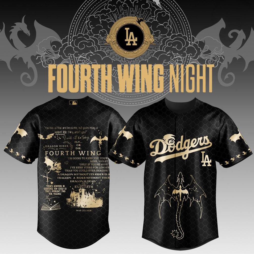 Los Angeles Dodgers X Fourth Wing Night Baseball Jersey Dragon And Quotes Jersey Fan Merch