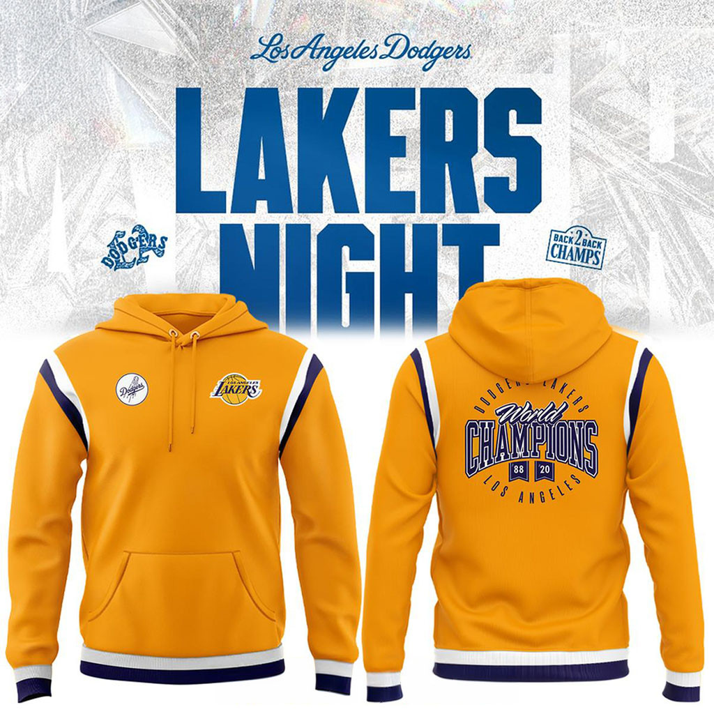 Los Angeles Dodgers x LA Lakers Night 2026 Hoodie Orange Los Angeles Sports Apparel Fan Gifts