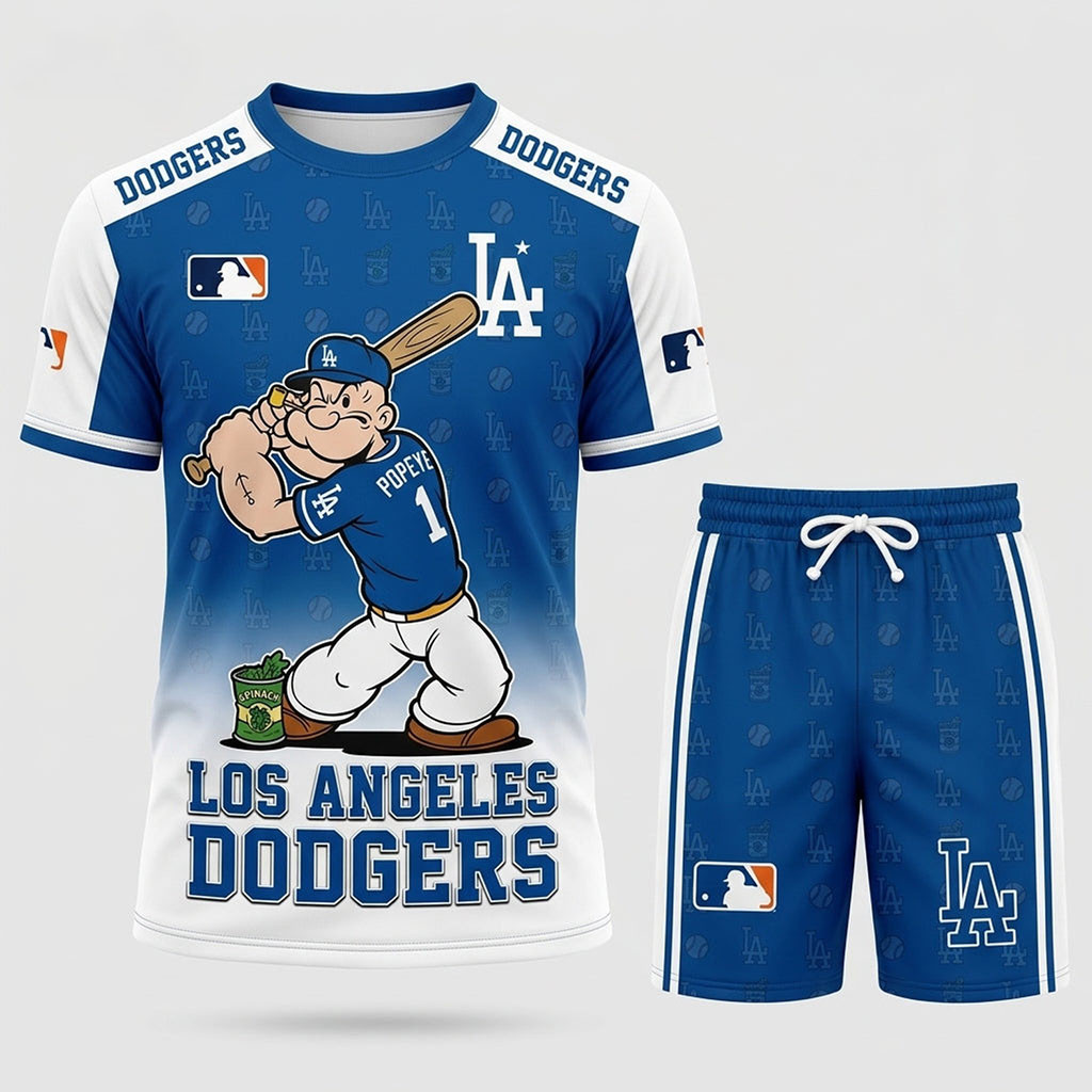 Los Angeles Dodgers X Popeye The Sailor T-Shirt And Shorts Set LA Dodgers Merch Game Day Gifts