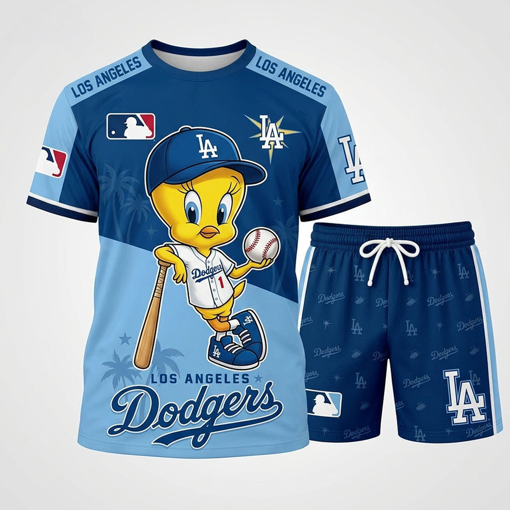 Los Angeles Dodgers X Tweety Looney Tunes T-Shirt And Shorts Set LA Dodgers Merch Fan Present