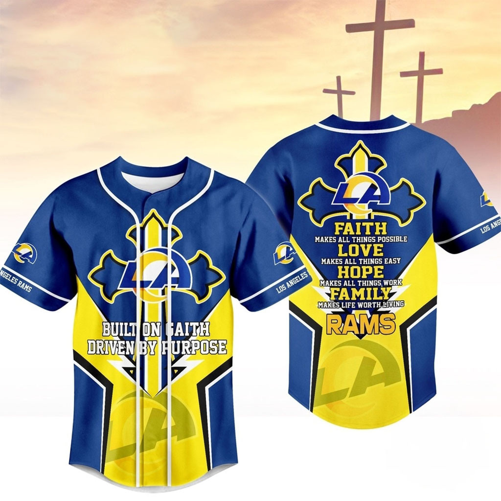 Los Angeles Rams Blessed Beyond The Score Baseball Jersey LA Rams Merch Football Lover Gifts
