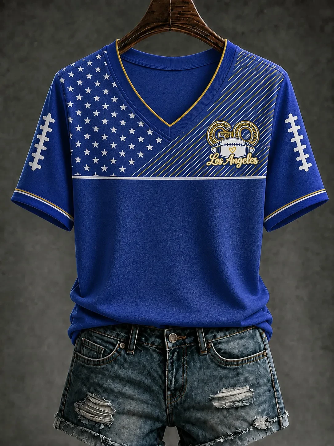 Los Angeles Rams Football V-Neck Shirt LA Game Day T-Shirt Rams Merch Fan Apparel Los Angeles Rams Football V-Neck Shirt LA Game Day T-Shirt Rams Merch Fan Apparel