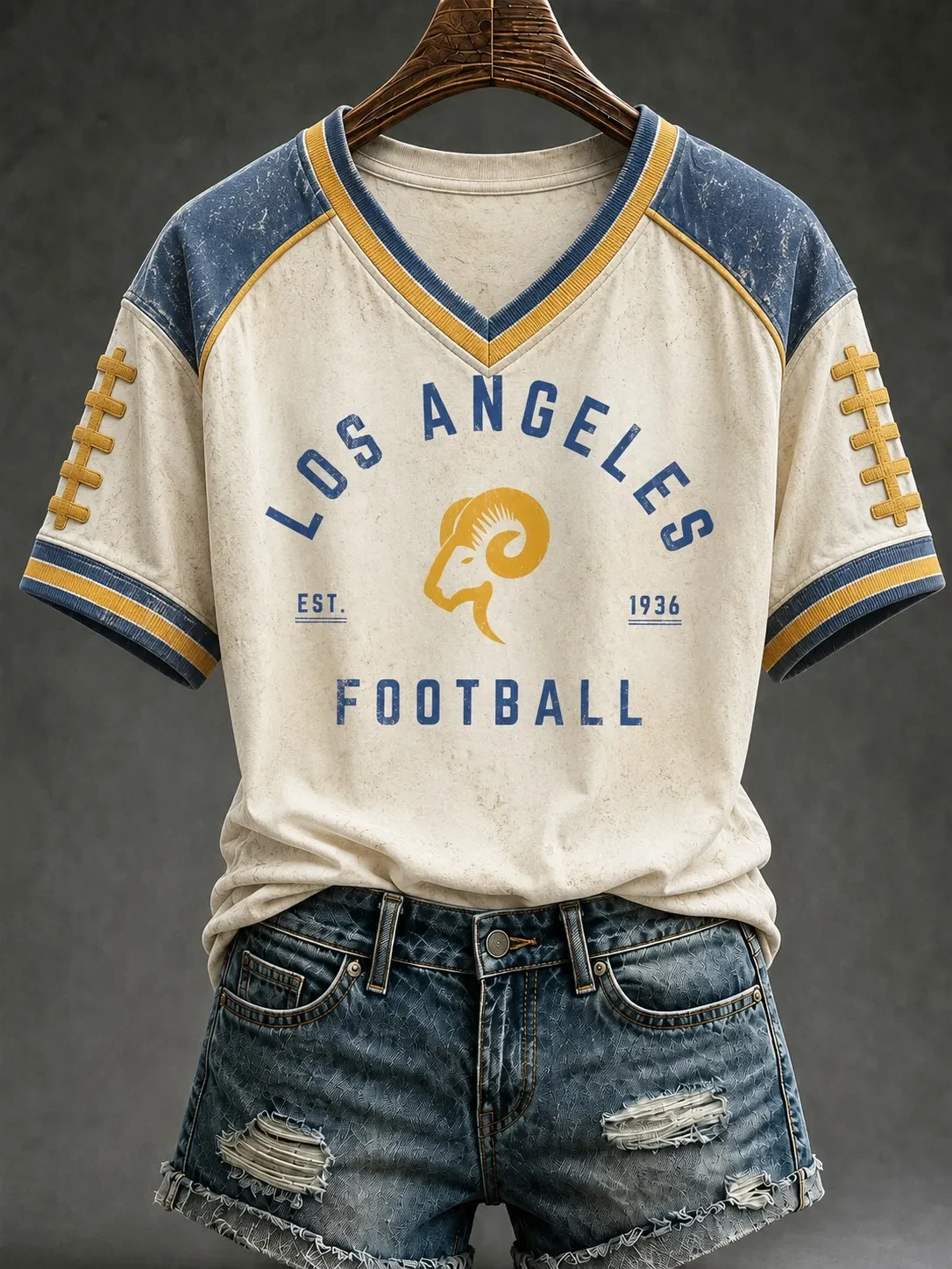 Los Angeles Rams Football V-Neck Shirt Los Angeles Game Day Tee Rams Merch Fan Gifts