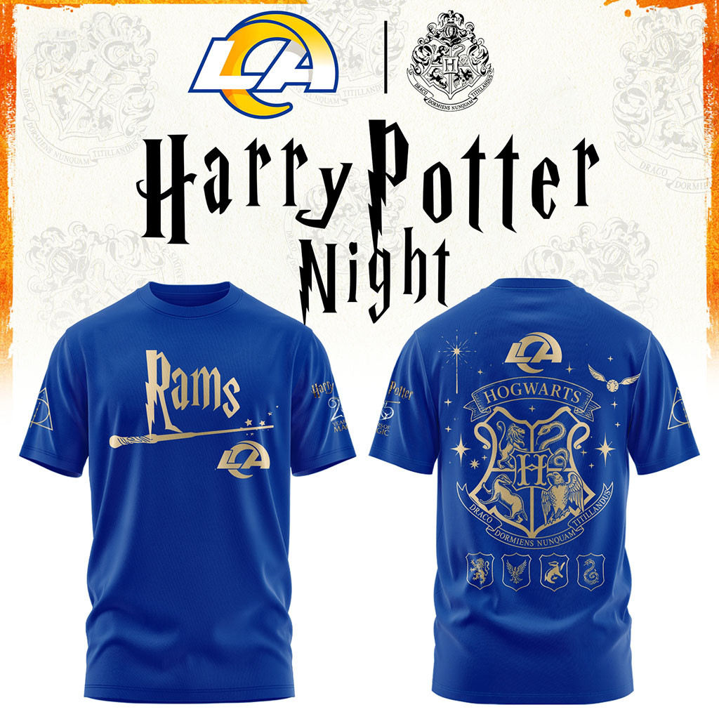 Los Angeles Rams Harry Potter 25th Anniversary T-Shirt 2026 LA Rams Merch Football Themed Gifts