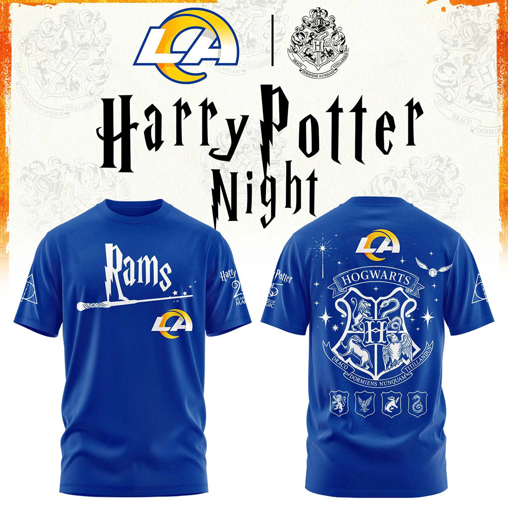 Los Angeles Rams Harry Potter 25th Anniversary T-Shirt LA Rams Merch Present For Football Lover Los Angeles Rams Harry Potter 25th Anniversary T-Shirt LA Rams Merch Present For Football Lover