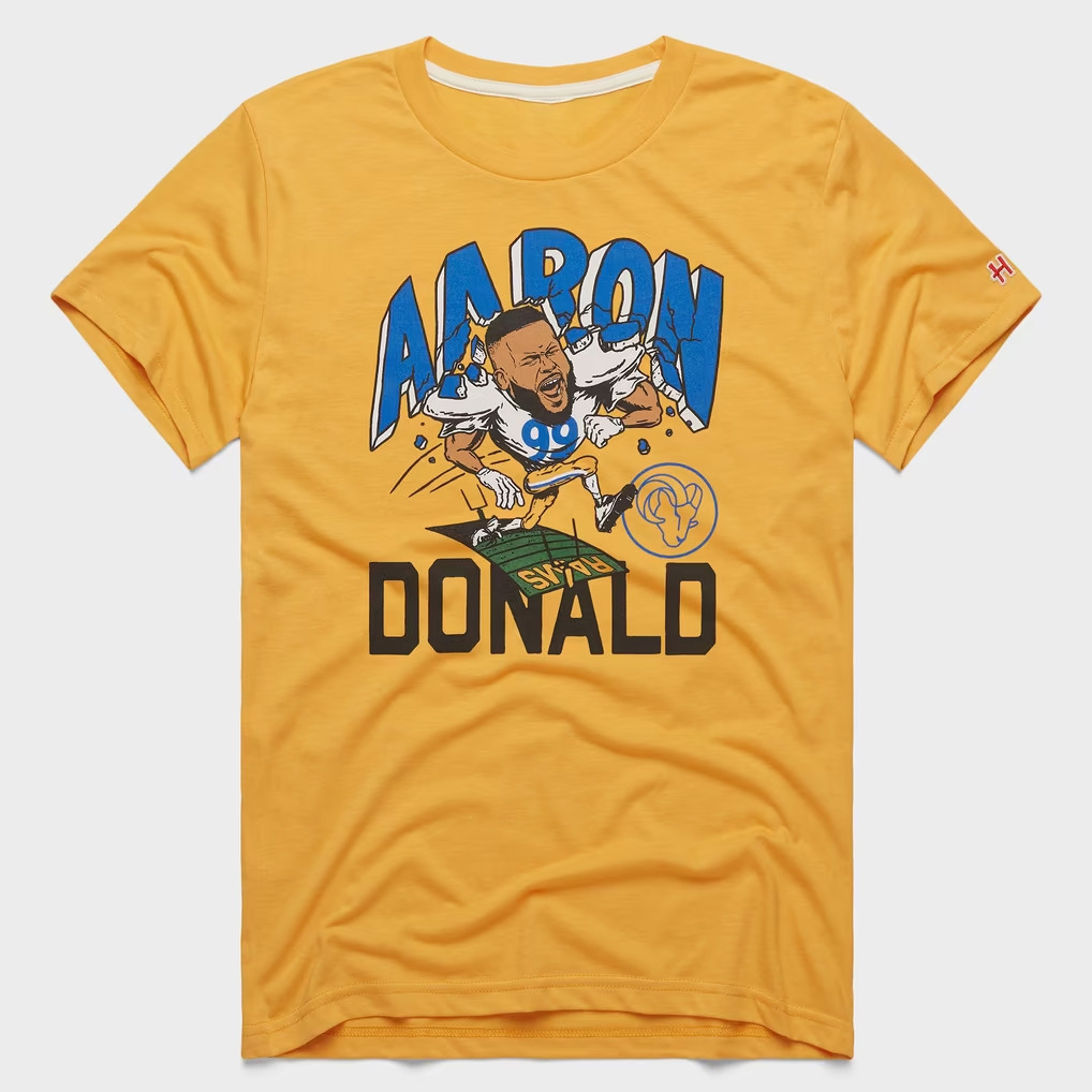 Los Angeles Rams Merch 2026 Aaron Donald LA Rams Caricature Player Graphic T-Shirt Fan Gifts