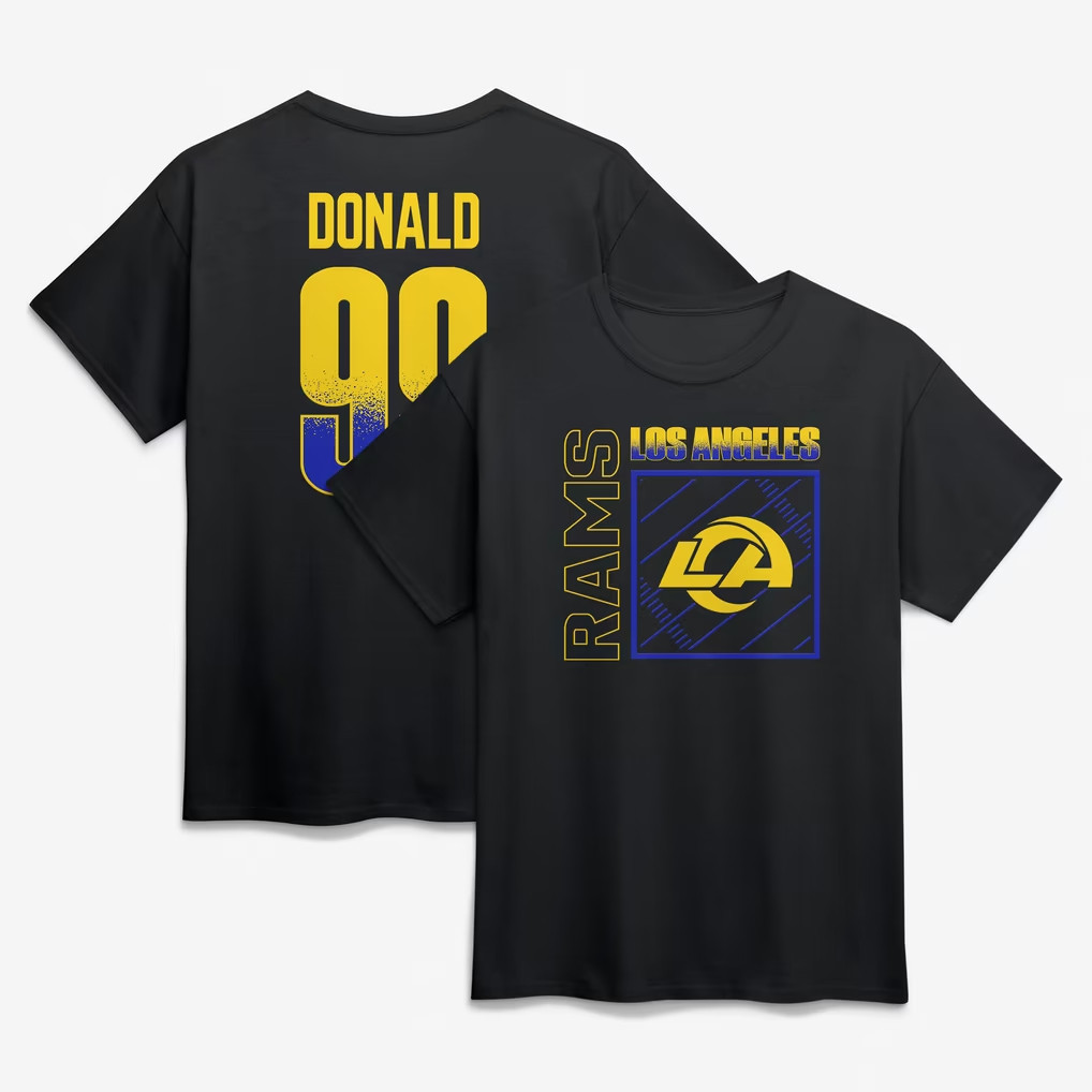 Los Angeles Rams Merch 2026 Aaron Donald LA Rams Home Field Pop Name And Number T-Shirt Black
