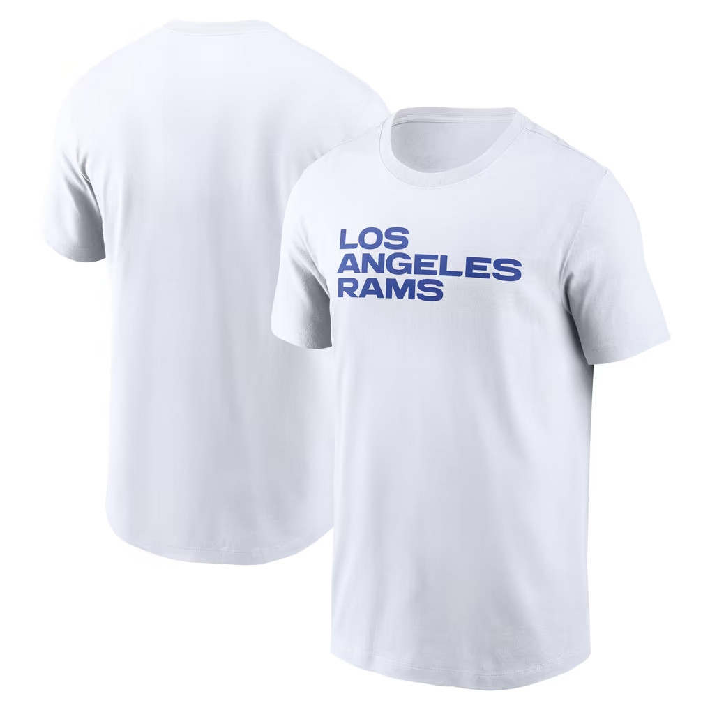 Los Angeles Rams Merch 2026 LA Rams Primetime Wordmark Essential T-Shirt White Gift For Fans