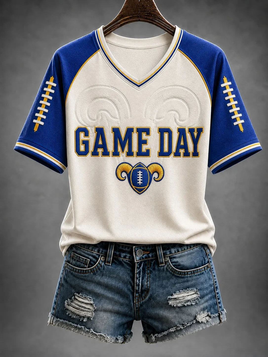 Los Angeles Rams Merch Game Day LA Football V-Neck Shirt Football Fan Gift Ideas