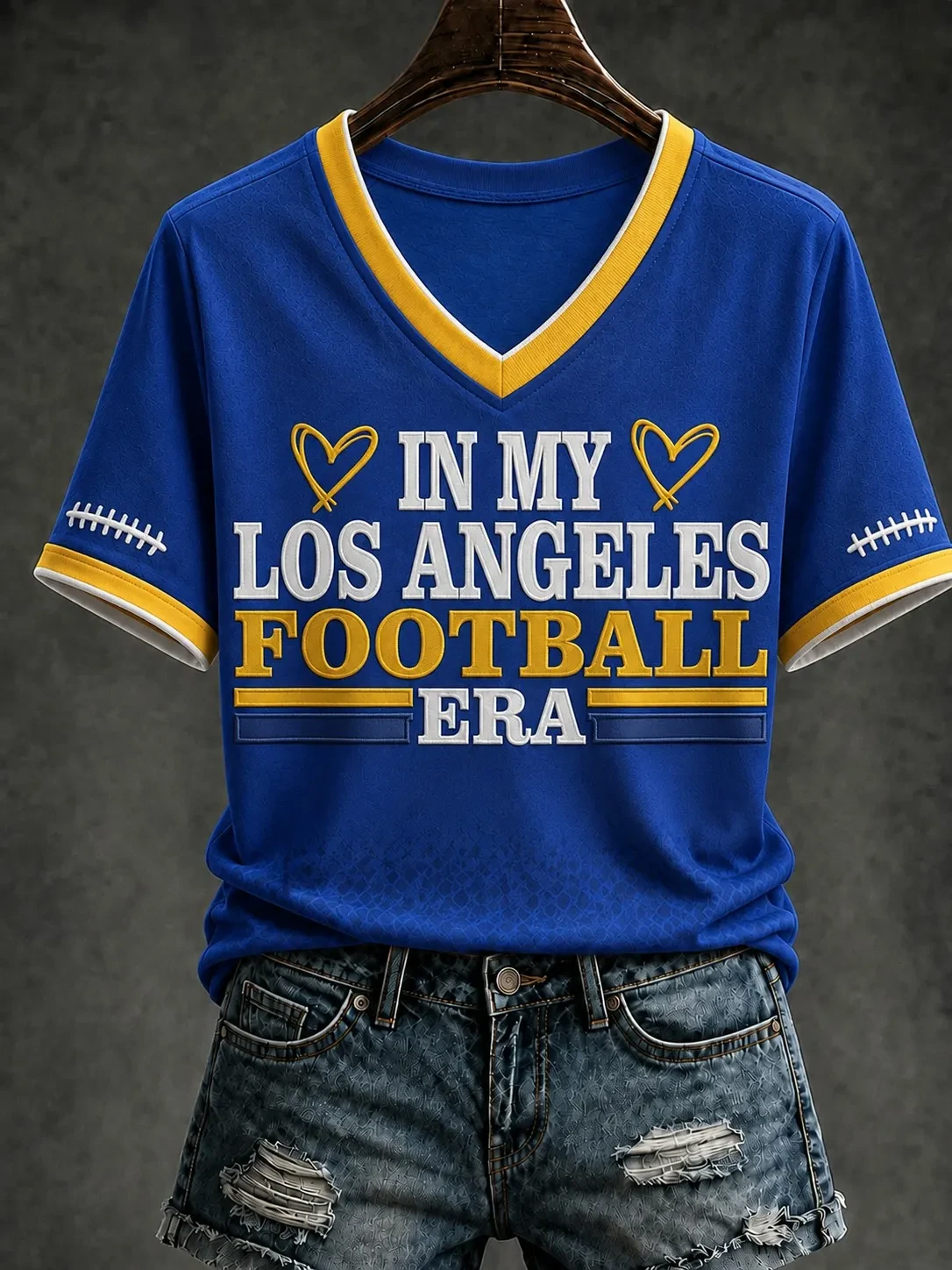 Los Angeles Rams Merch In My Los Angeles Football Era V-Neck T-Shirt Rams Fan Outfit