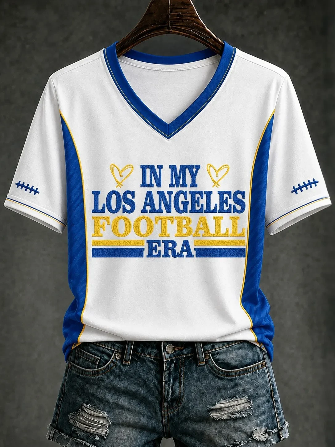 Los Angeles Rams Merch In My Los Angeles Football V-Neck T-Shirt Game Day Outfit Fan Gifts