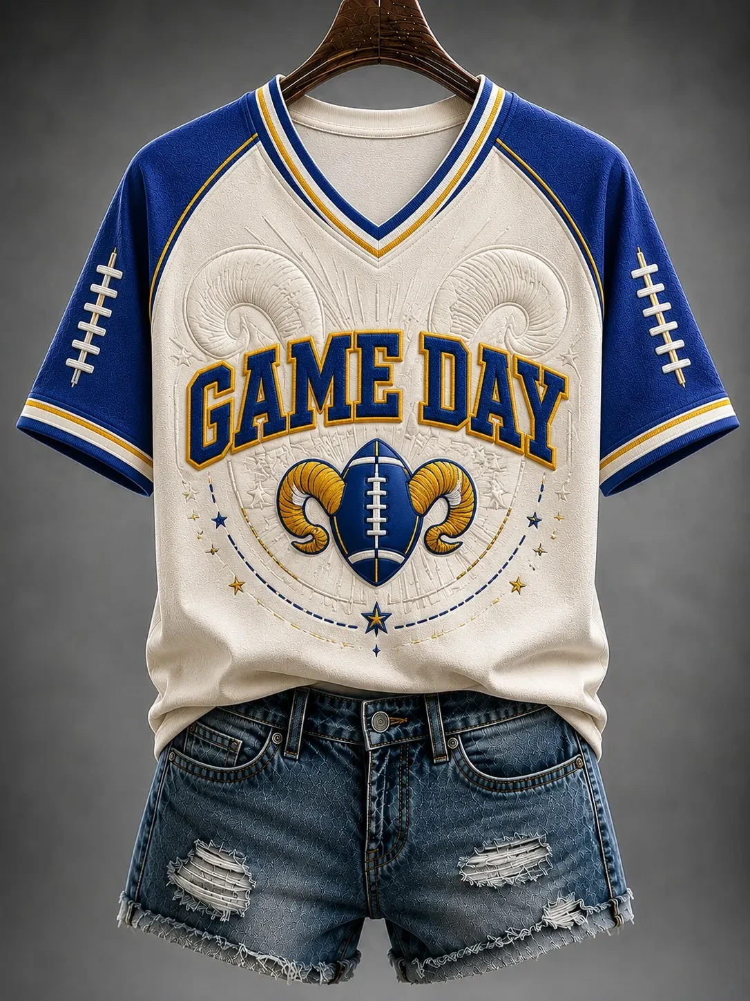 Los Angeles Rams Merch Let's Go LA Game Day V-Neck Shirt Los Angeles Football Outfit
