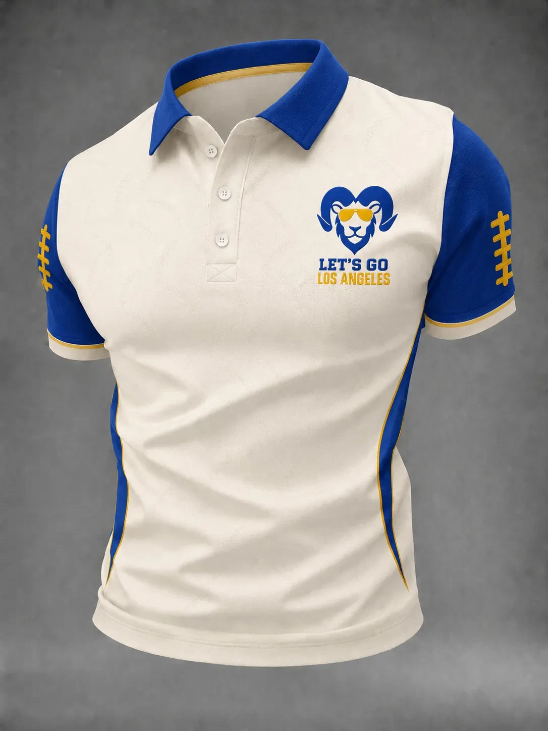 Los Angeles Rams Merch Let's Go Los Angeles Game Day Polo Shirt Presents For Football Lovers