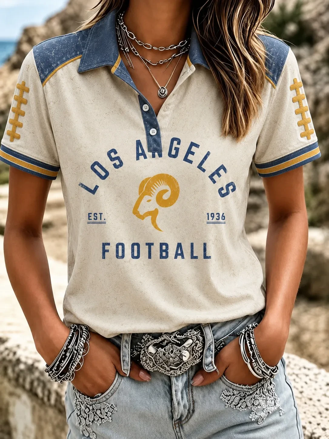 Los Angeles Rams Merch Los Angeles Football Polo Shirt Sunday Game Day Rams Fan Outfit