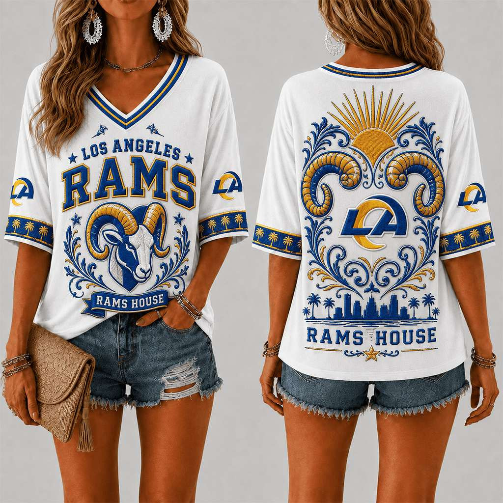 Los Angeles Rams V-Neck Shirt Game Day Outfits For Women Rams House Shirts Gift For Fans