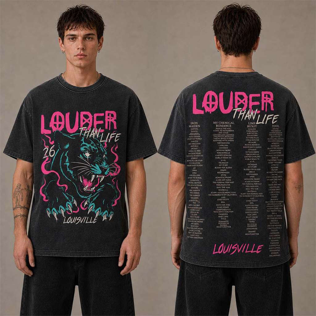 Louder Than Life 2026 Festival Louisville KY Blue Panther Wash T-Shirt Louder Than Life Merch