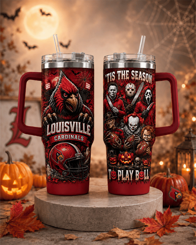 Louisville Cardinals Halloween Horror Slashers Tumbler Louisville Cardinals Merch Football Gift