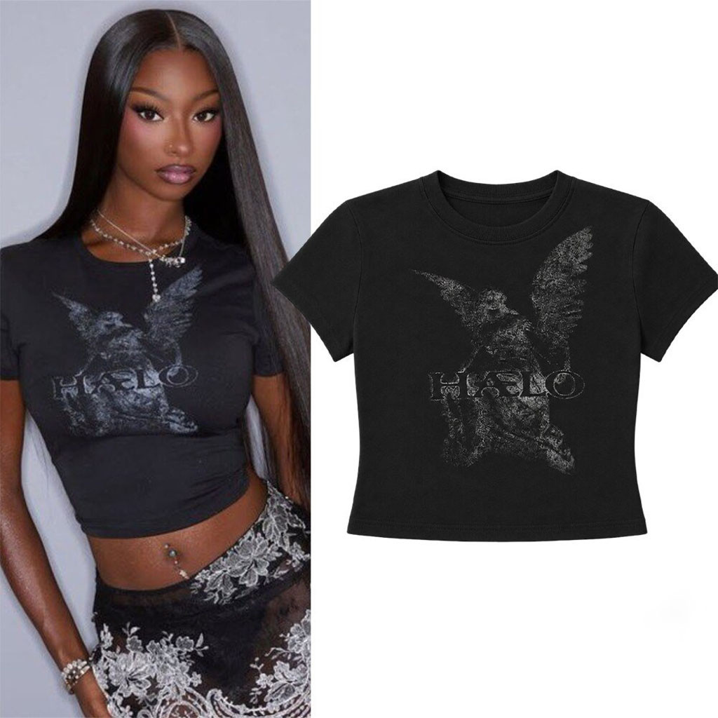 Love Island USA Trinity Tatum Haelo Angel Blur Baby Tee Present For Sisters