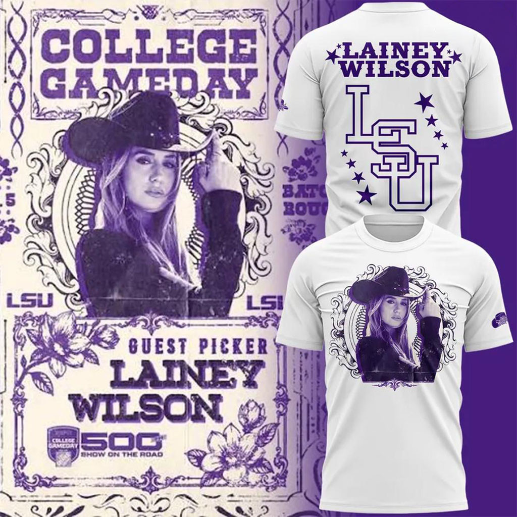 LSU Tigers Football x Lainey Wilson College GameDay 2026 Shirt LSU Tigers Merch White Gifts