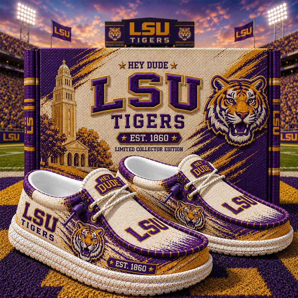 LSU Tigers Merch Est 1860 LSU Tigers Slip-On Loafers Presents For Football Fans