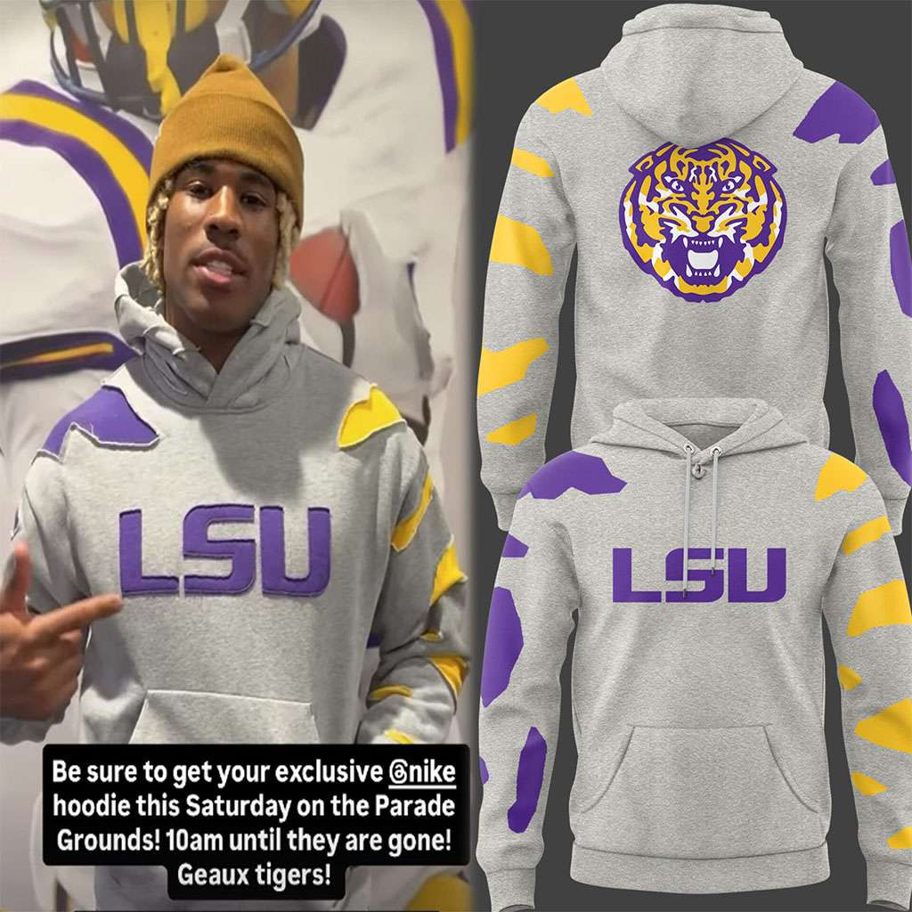 LSU Tigers x NK Collab Grey Hoodie LSU Tigers Merch Best Gift For Football Lovers