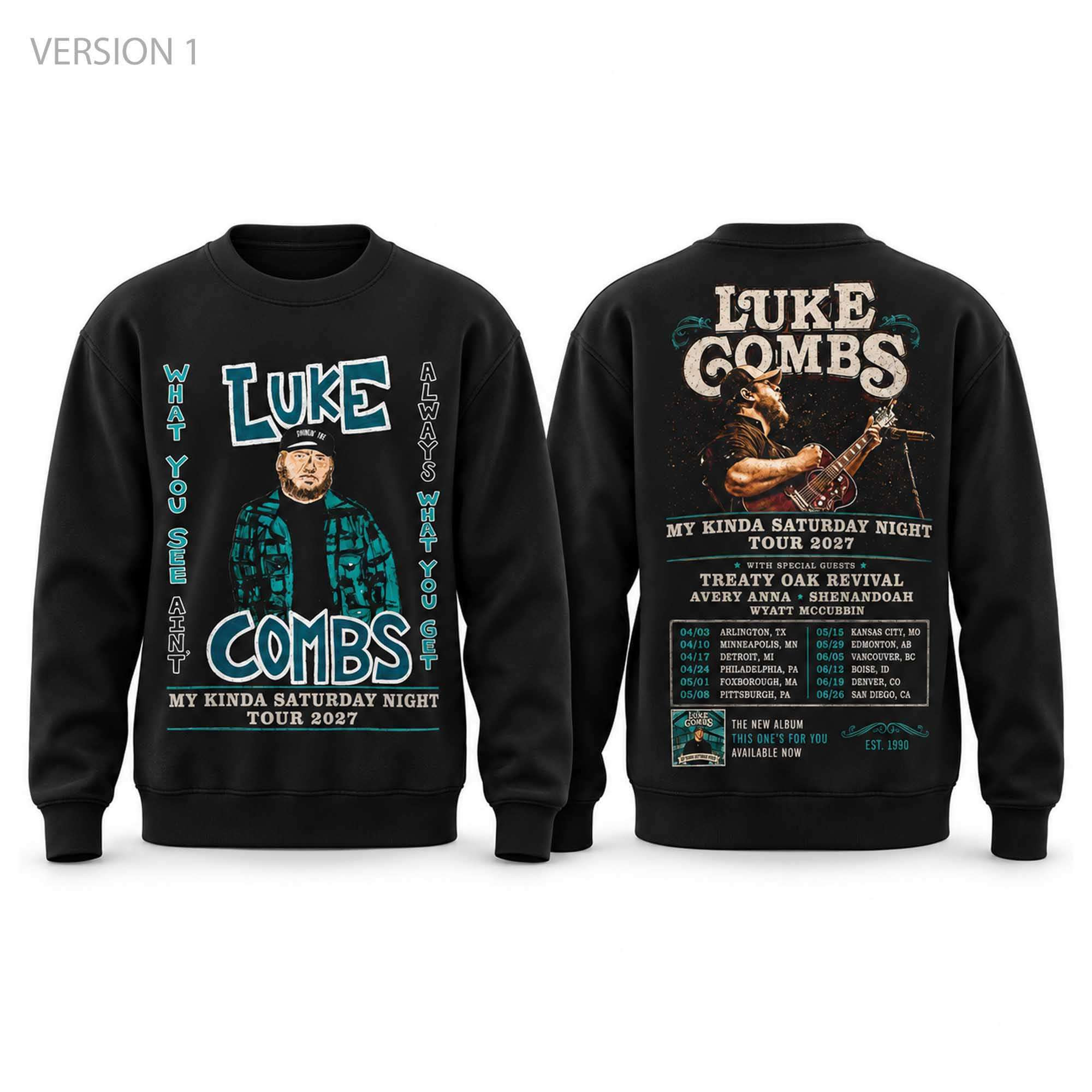 Luke Combs My Kinda Saturday Night Tour 2027 Sweatshirt Luke Combs Merch Music Fans Gifts