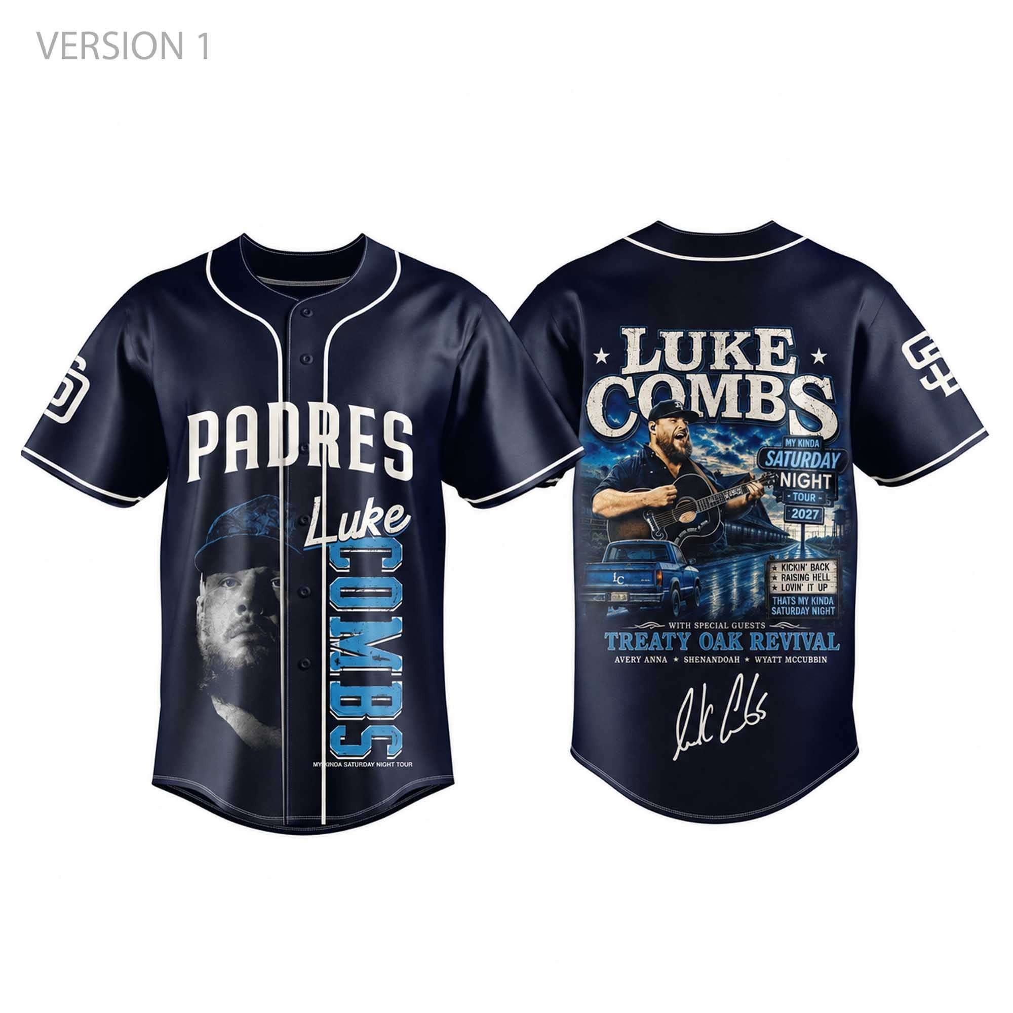 Luke Combs Padres My Kinda Saturday Night Tour 2027 Jersey Luke Combs Merch Him Gifts