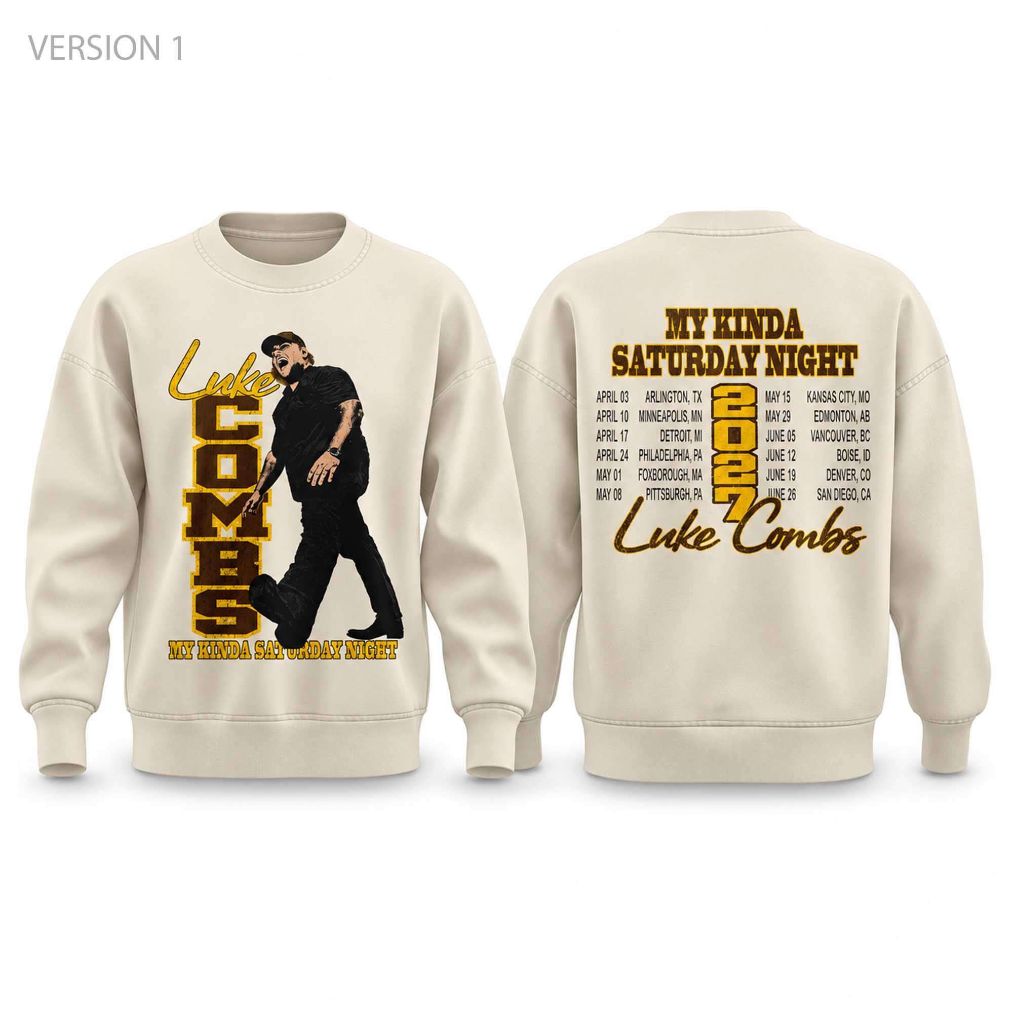 Luke Combs World Tour 2027 Sweatshirt My Kinda Saturday Night Luke Combs Merch Fans Gifts Luke Combs World Tour 2027 Sweatshirt My Kinda Saturday Night Luke Combs Merch Fans Gifts