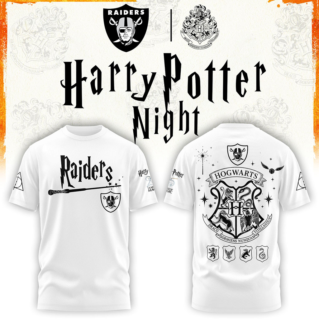 LV Raiders Harry Potter 25th Anniversary T-Shirt White Raiders Merch American Football Gifts LV Raiders Harry Potter 25th Anniversary T-Shirt White Raiders Merch American Football Gifts