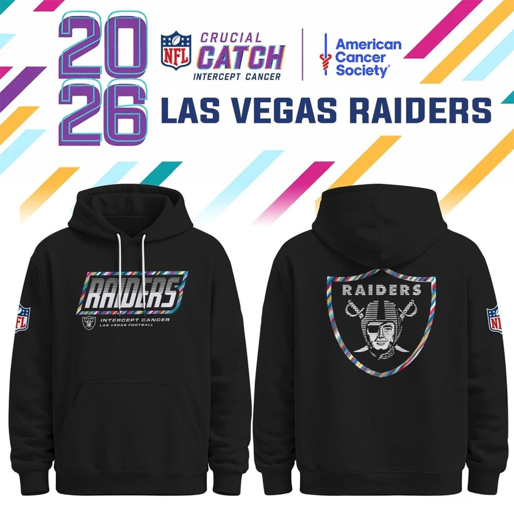 LV Raiders NFL Crucial Catch 2026 Black Hoodie Raiders Merch American Football Gifts