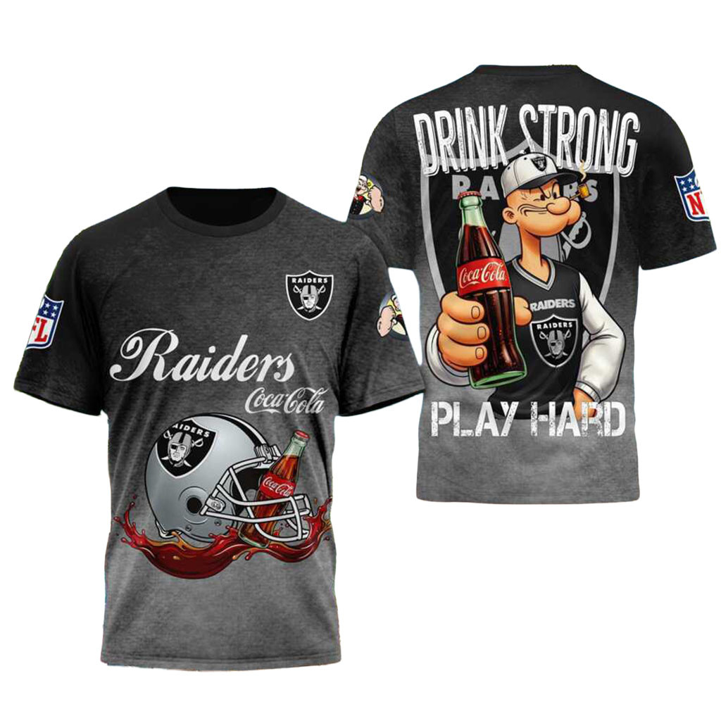 LV Raiders Popeye Coca Cola Drink Strong Football Shirt Raiders Merch Game Day Gifts LV Raiders Popeye Coca Cola Drink Strong Football Shirt Raiders Merch Game Day Gifts