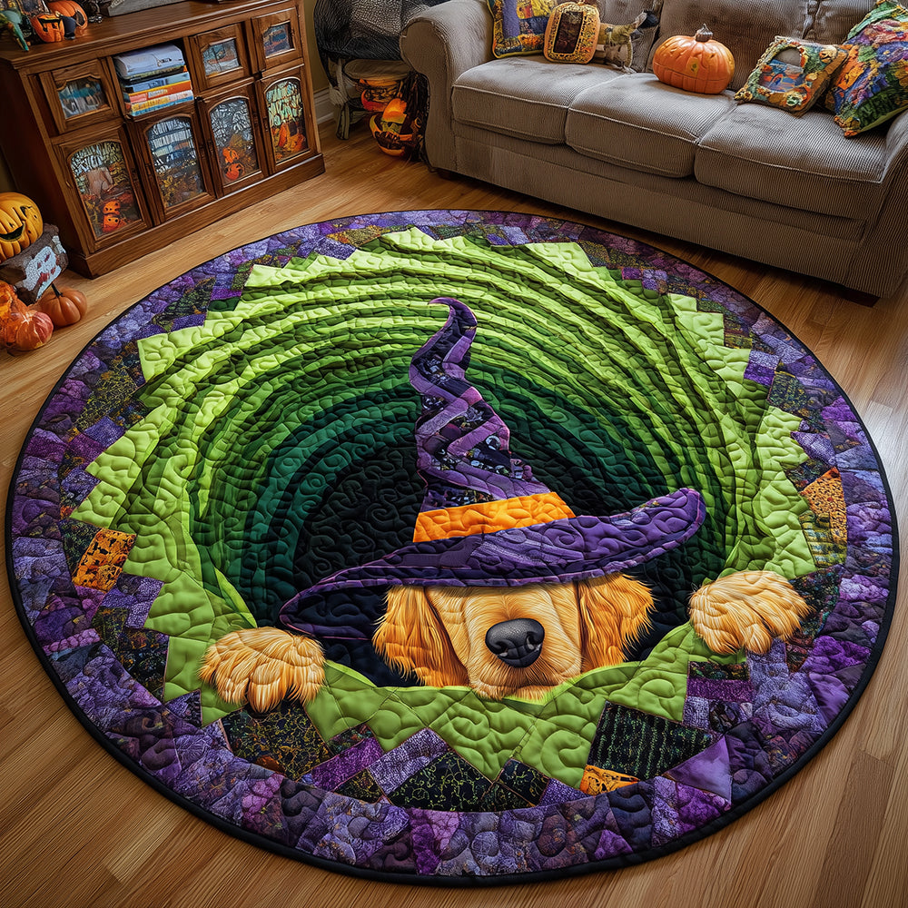 Magic Golden Retriever Quilted Round Mat Halloween House Decorations New House Gift Idea