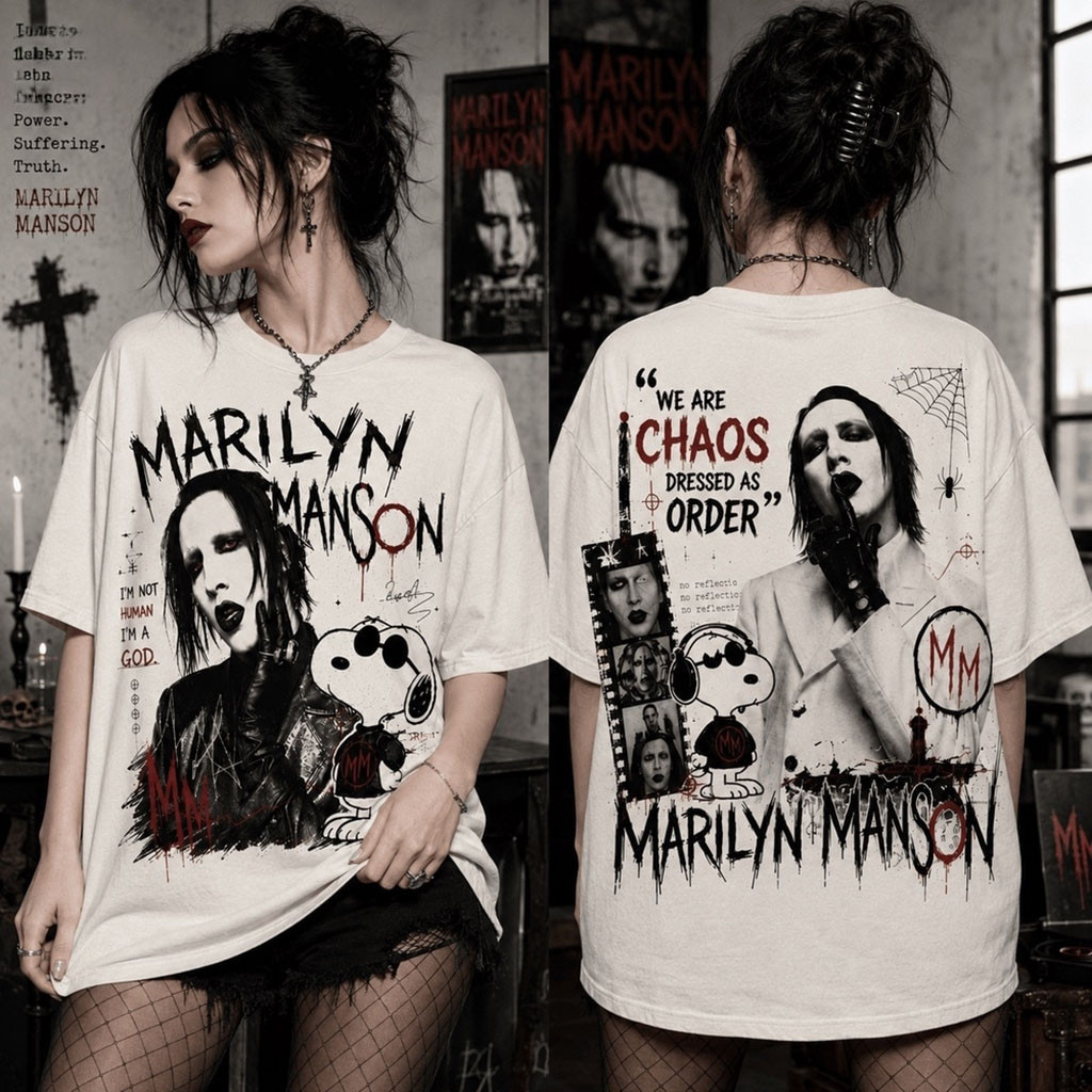 Marilyn Manson X Snoopy Merch Chaos Dressed As Order T-Shirt Gifts For Music Lovers Marilyn Manson X Snoopy Merch Chaos Dressed As Order T-Shirt Gifts For Music Lovers