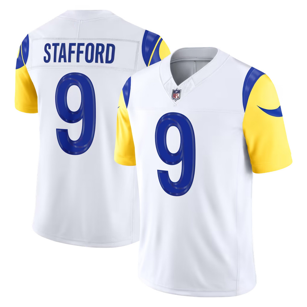 Matthew Stafford Jersey Shirt Los Angeles Rams Merch #9 LA Rams Vapor FUSE Jersey White Gifts Matthew Stafford Jersey Shirt Los Angeles Rams Merch #9 LA Rams Vapor FUSE Jersey White Gifts