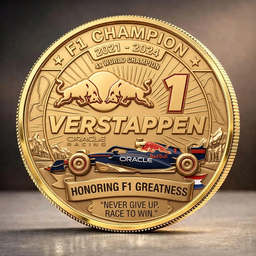 Max Verstappen Merch F1 World Champion 2021-2024 Commemorative Coin Gifts For F1 Fans