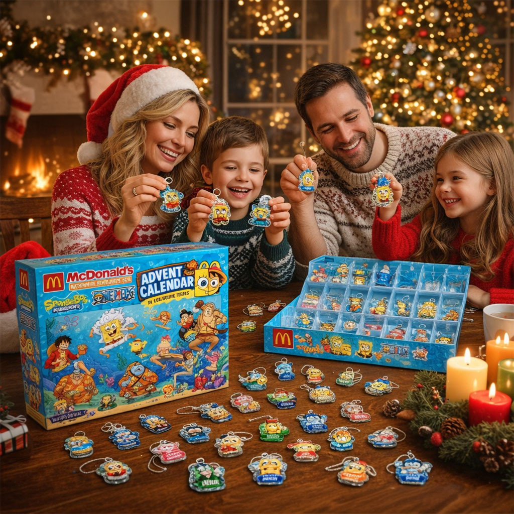 McDonald's X SpongeBob SquarePants X One Piece Advent Calendar 2026 Christmas Ornaments Box