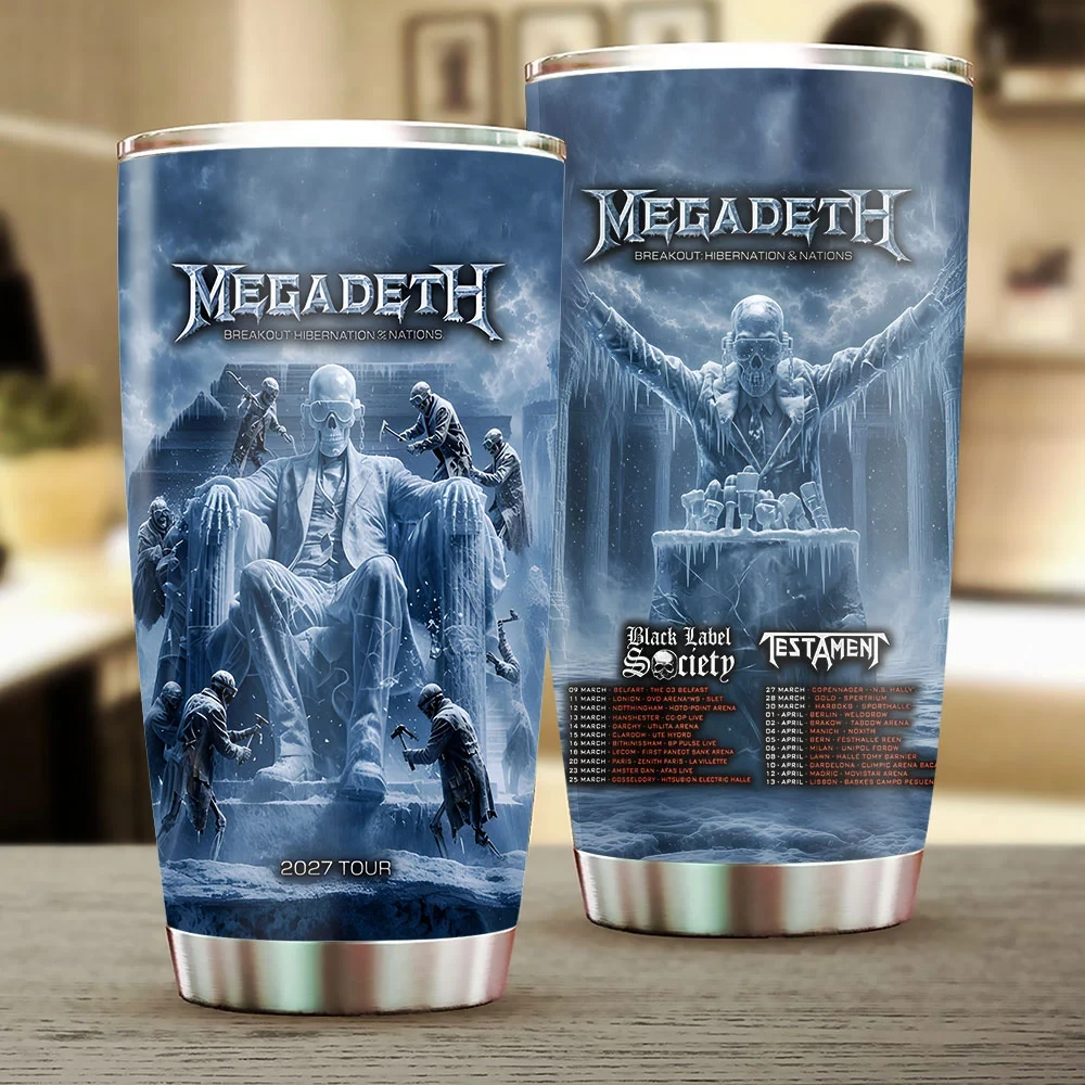 Megadeth Breakout Hibernation Nations Tour 2027 Tumbler Megadeth Merch Heavy Metal Fan Gifts
