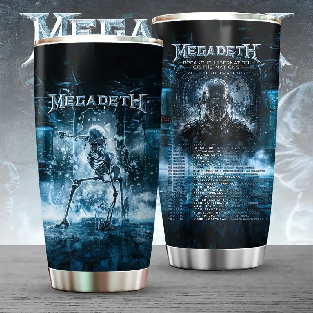 Megadeth Breakout Hibernation Of The Nations 2027 European Tour Tumbler Heavy Metal Megadeth Merch