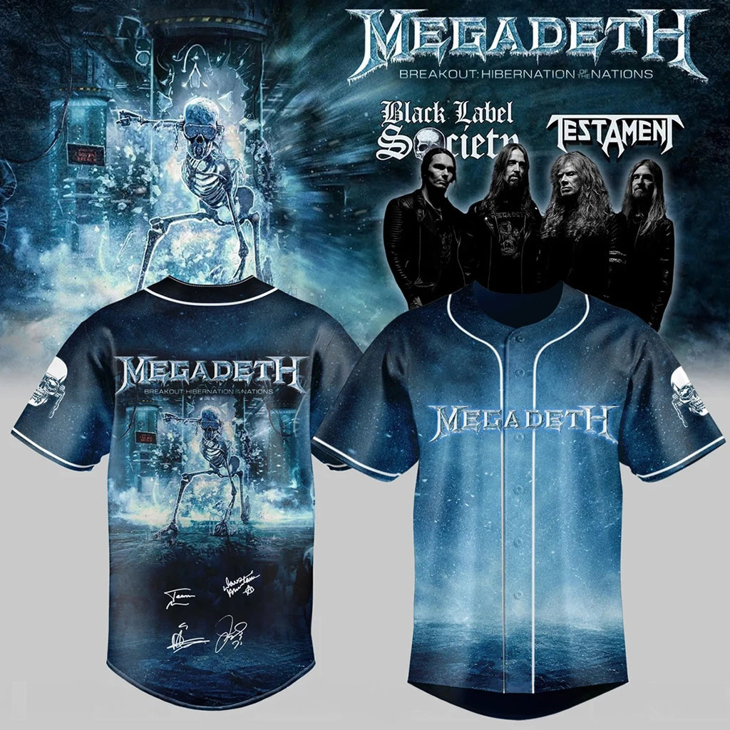 Megadeth Merch Breakout Hibernation Of The Nations Skull Baseball Jersey Heavy Metal Fan Gifts