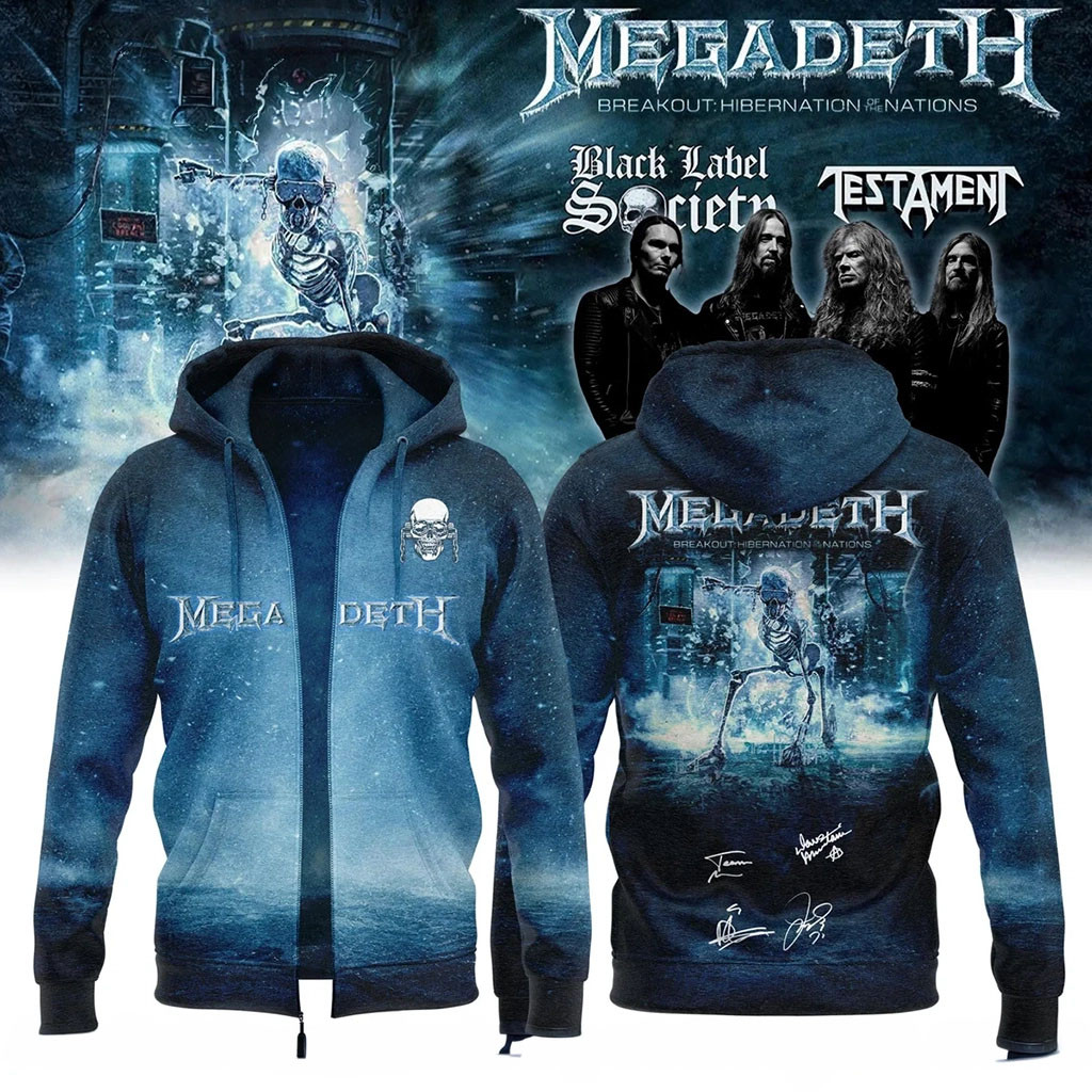 Megadeth Merch Breakout Hibernation Of The Nations Skull Zip Hoodie Rock Fan Gifts