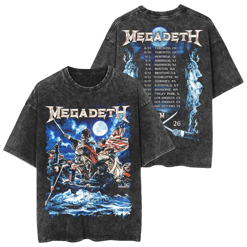 Megadeth North American 2026 Tour Crossing the Delaware Wash T-Shirt Megadeth Merch Fan Gift