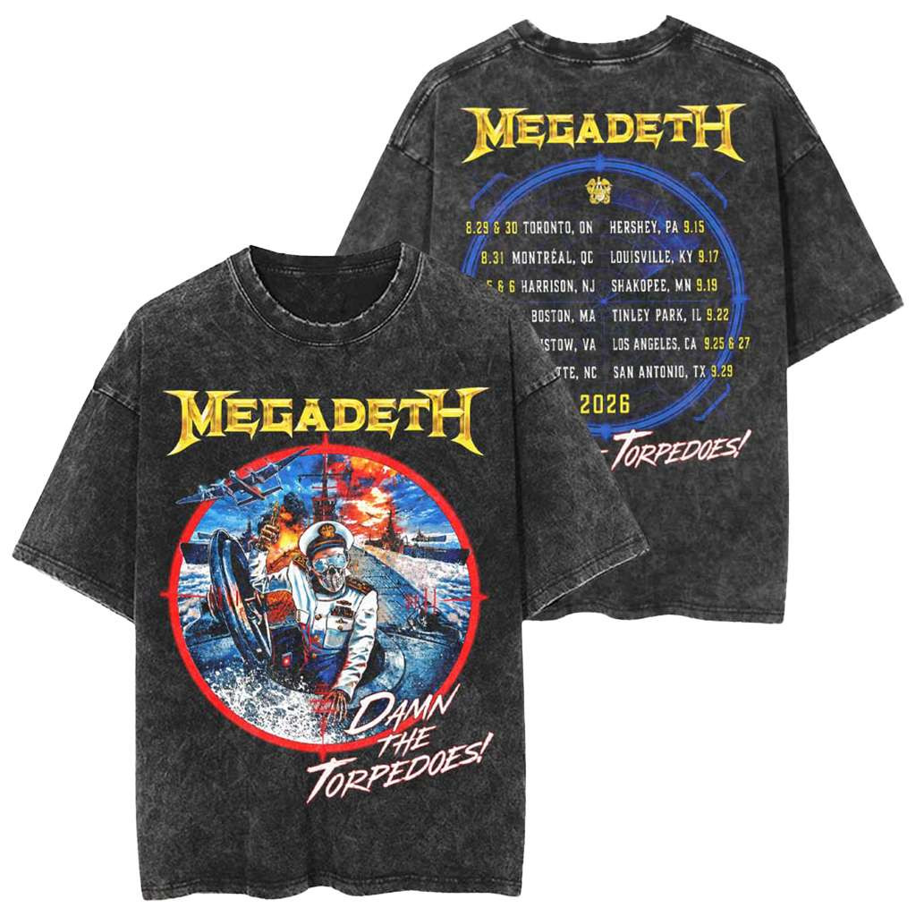Megadeth North American 2026 Tour Damn The Torpedoes Wash Shirt Megadeth Merch Fans Gifts Megadeth North American 2026 Tour Damn The Torpedoes Wash Shirt Megadeth Merch Fans Gifts